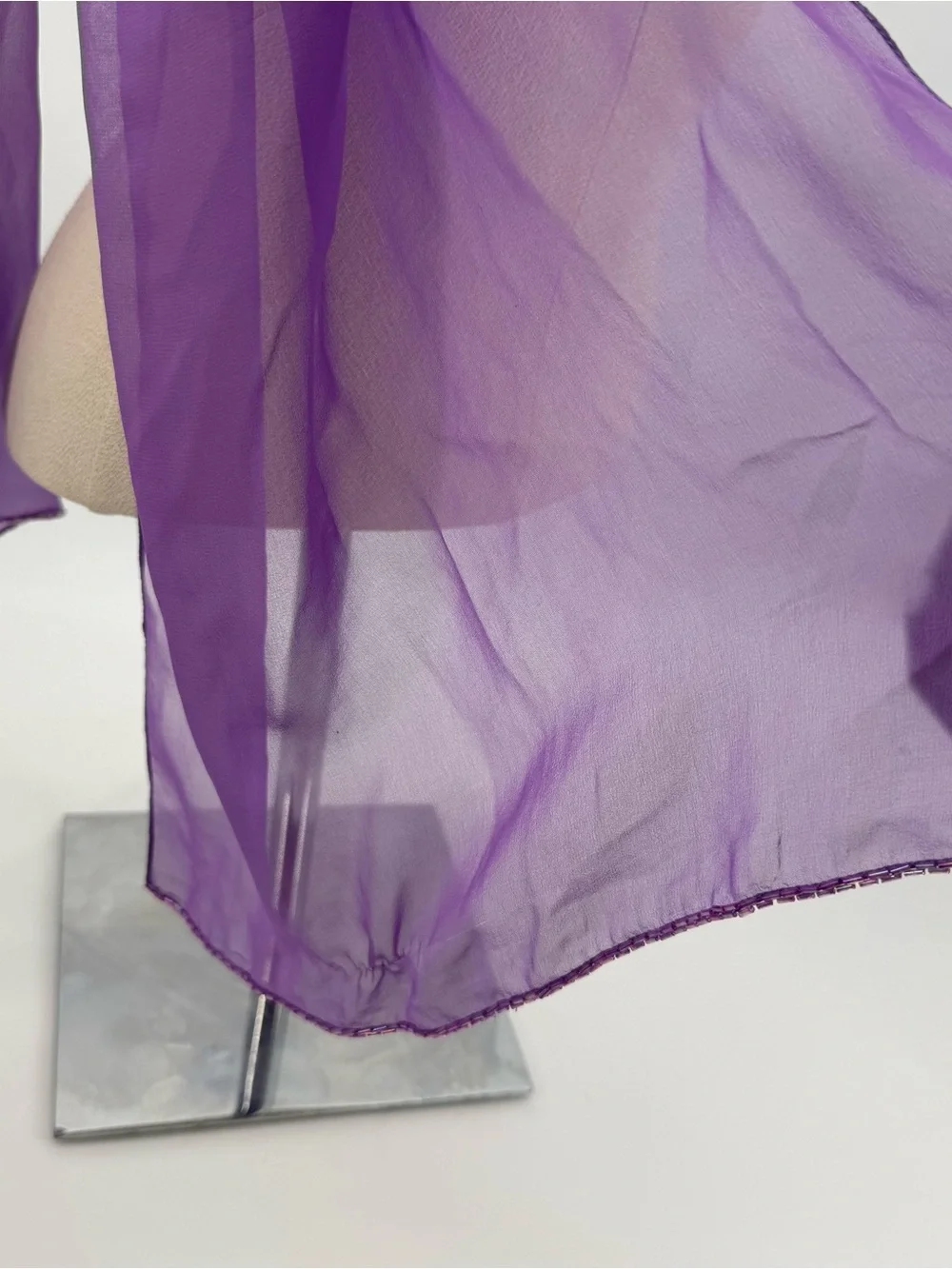 Unbranded Purple Chiffon Scarf Shawl Beaded Long Accessory Overlay